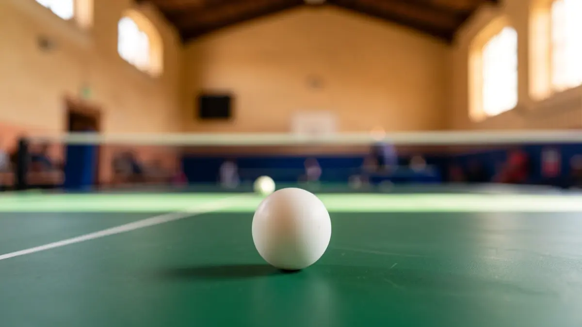 Imagen genérica de una pelota de tenis de mesa sobre una mesa verde.