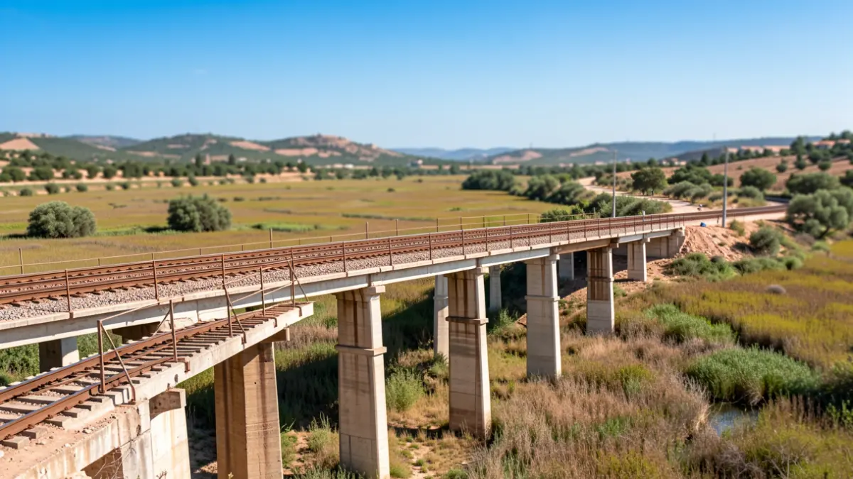 Image of a railway viaduct under construction in the province of Cádiz.