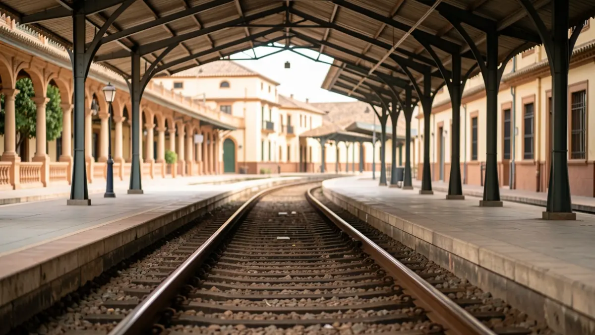 Generic image of an empty train station with tracks.