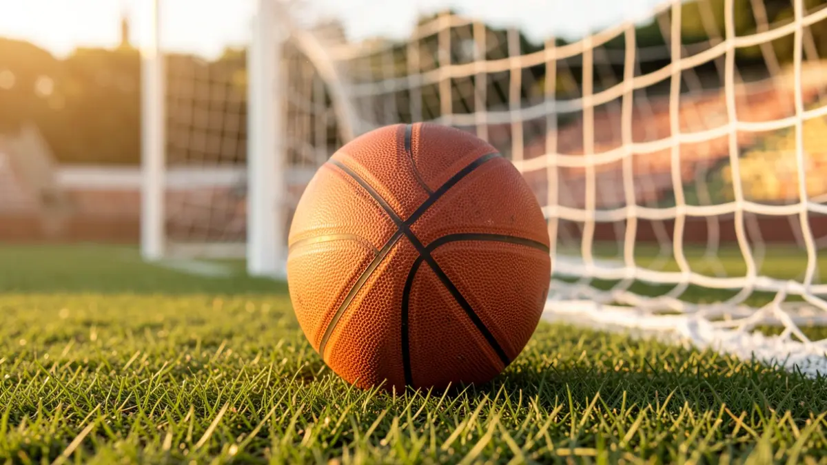 Imagen genérica de un balón de baloncesto sobre césped.