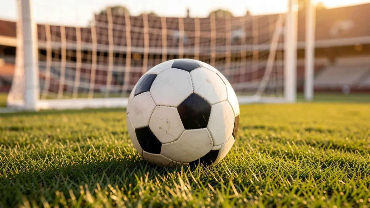 Imagen genérica de un balón de fútbol sobre césped en un estadio.
