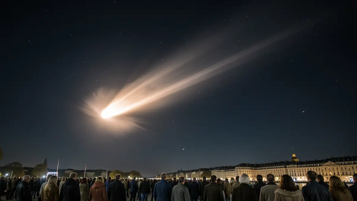 Imagen de un cometa con una gran coma en expansión.
