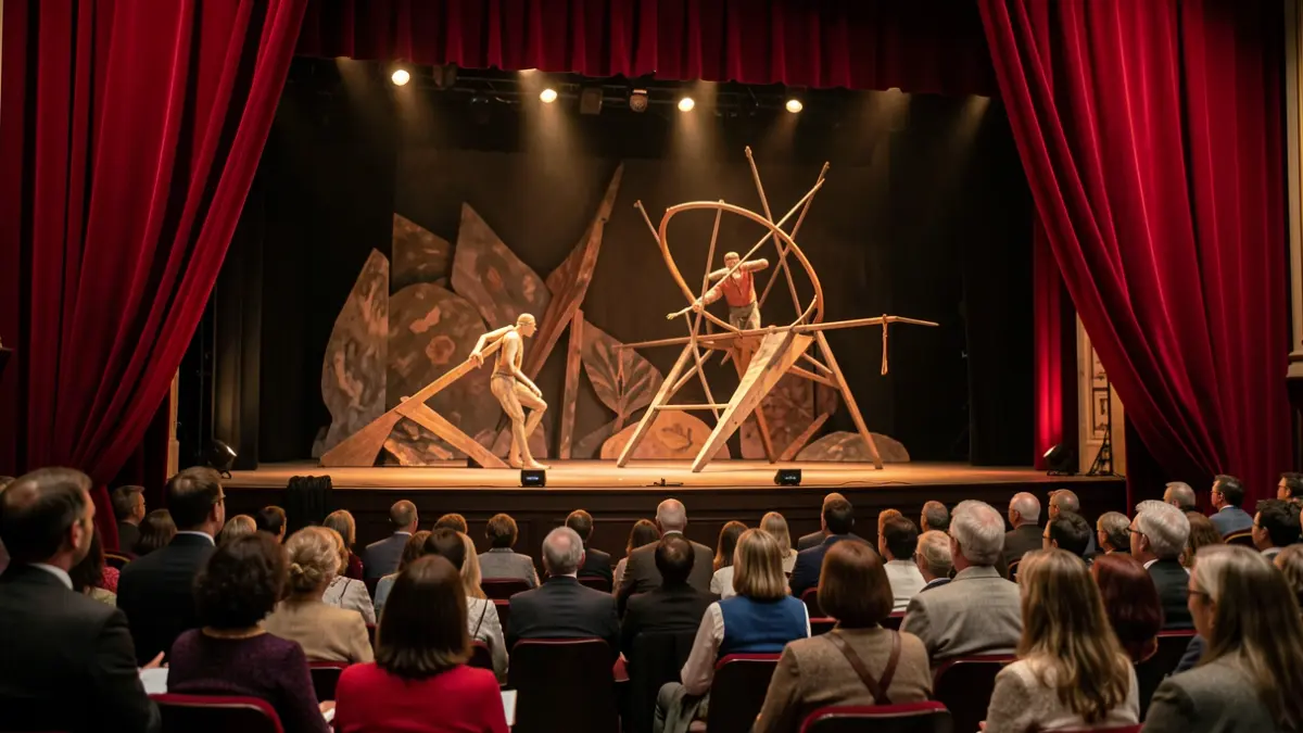 Imagen de la escenografía de la obra teatral 'Entre tinieblas' en el Teatro Darymelia de Jaén.