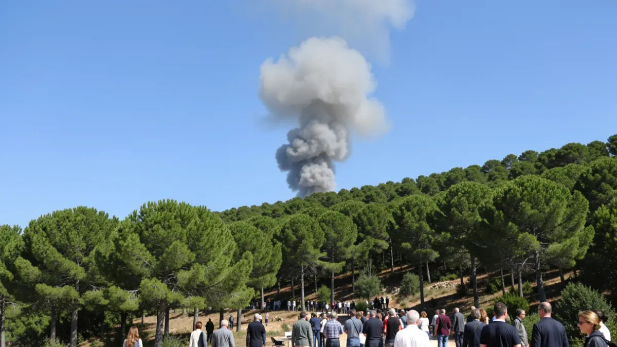 Imagen genérica de una columna de humo sobre un bosque mediterráneo.