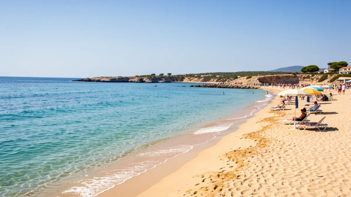 Imagen genérica de una playa mediterránea con arena dorada y aguas tranquilas.