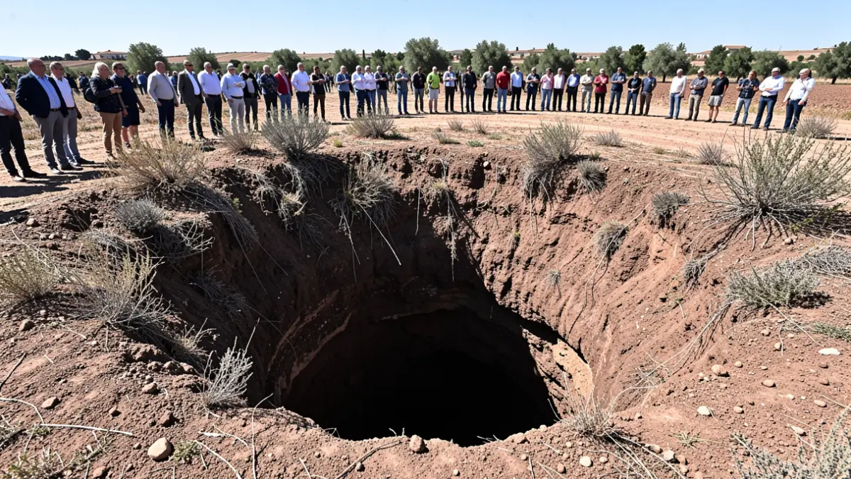 Imagen de un pozo abierto en una finca rural de la Sierra de Cádiz.
