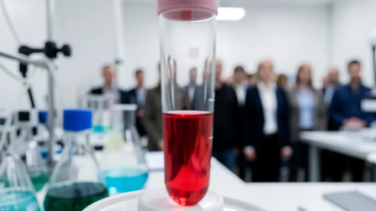 Test tube with an erroneous positive result in a colon cancer screening.