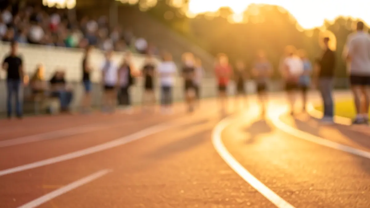 Generic image of a running track at sunset.