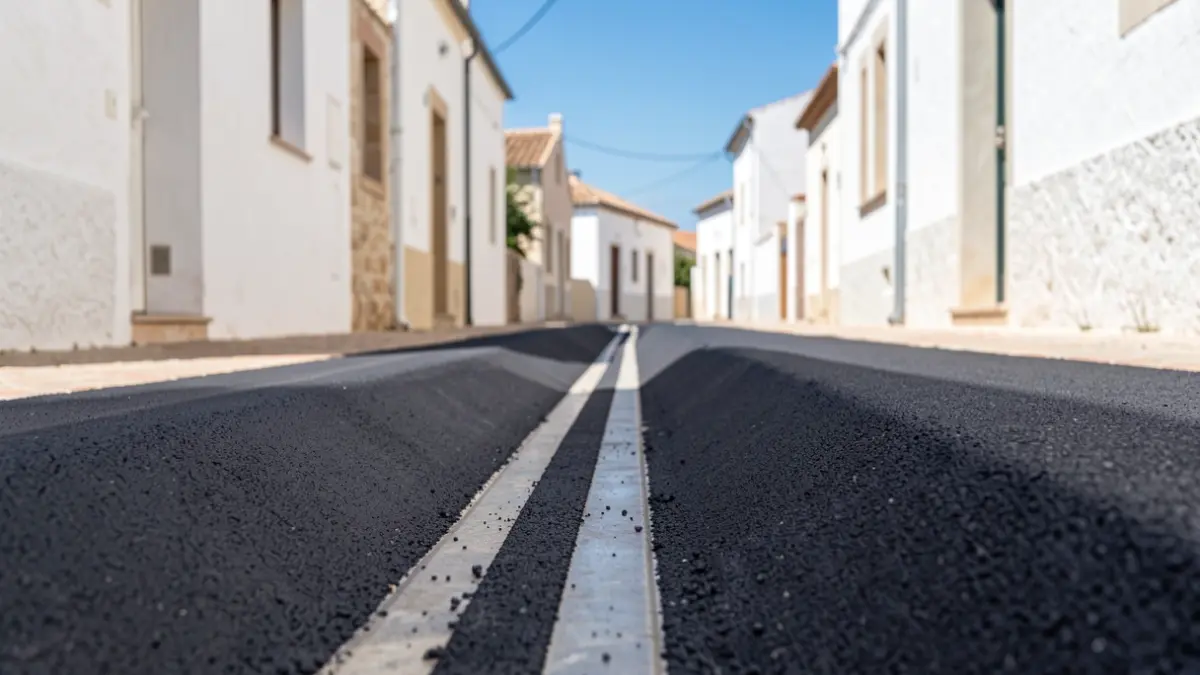 Image of a newly paved alleyway in Palmones with improved slopes for drainage.