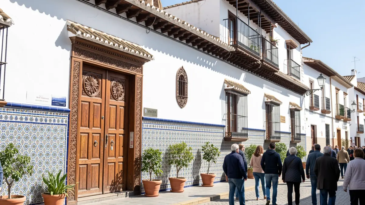 Imagen genérica de una fachada andaluza con azulejos y luz solar.