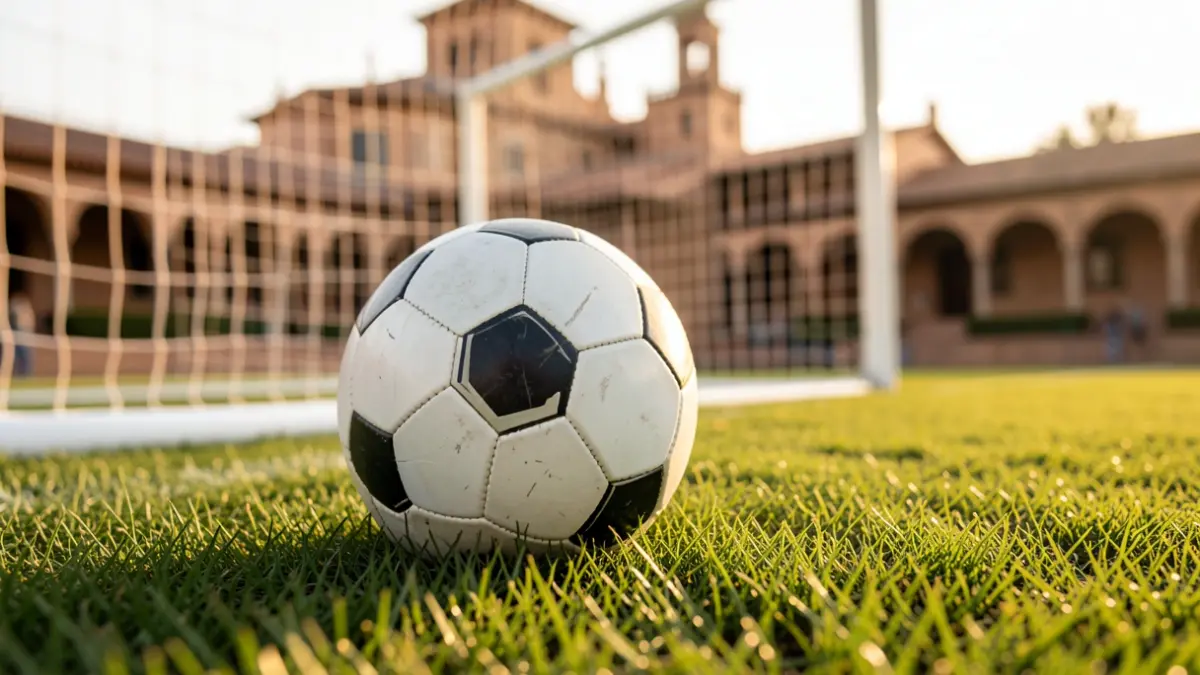 Imagen genérica de un balón de fútbol sobre césped en un estadio.