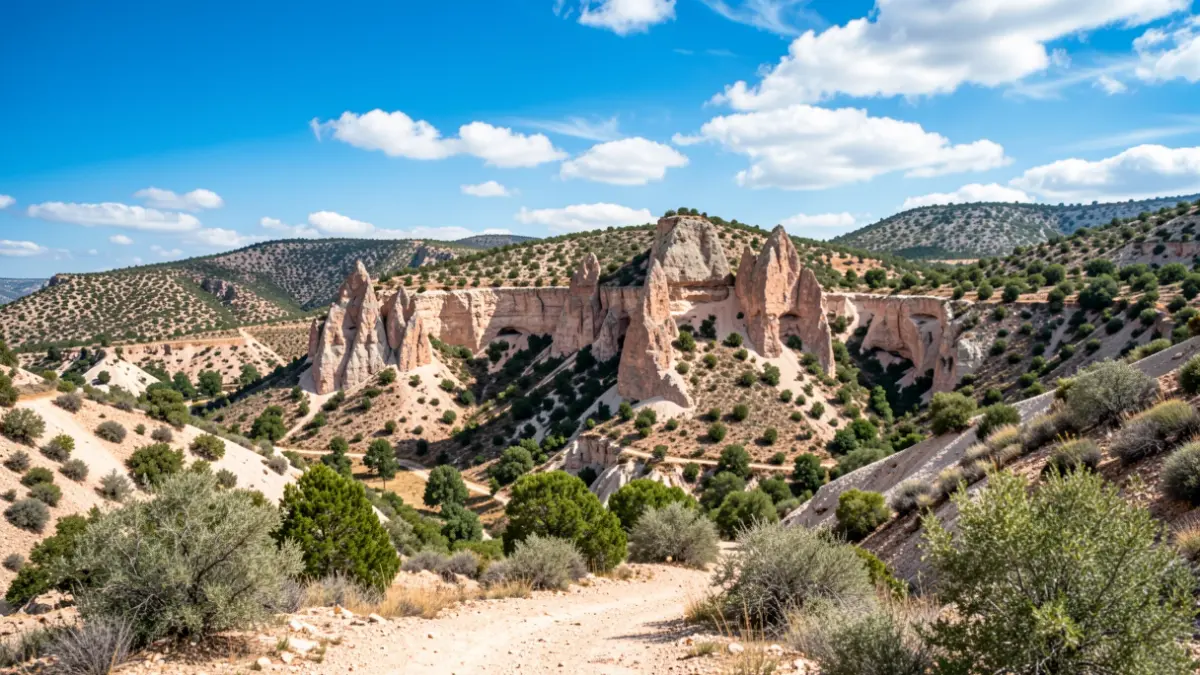 Paisaje del Geoparque de Granada con formaciones geológicas.