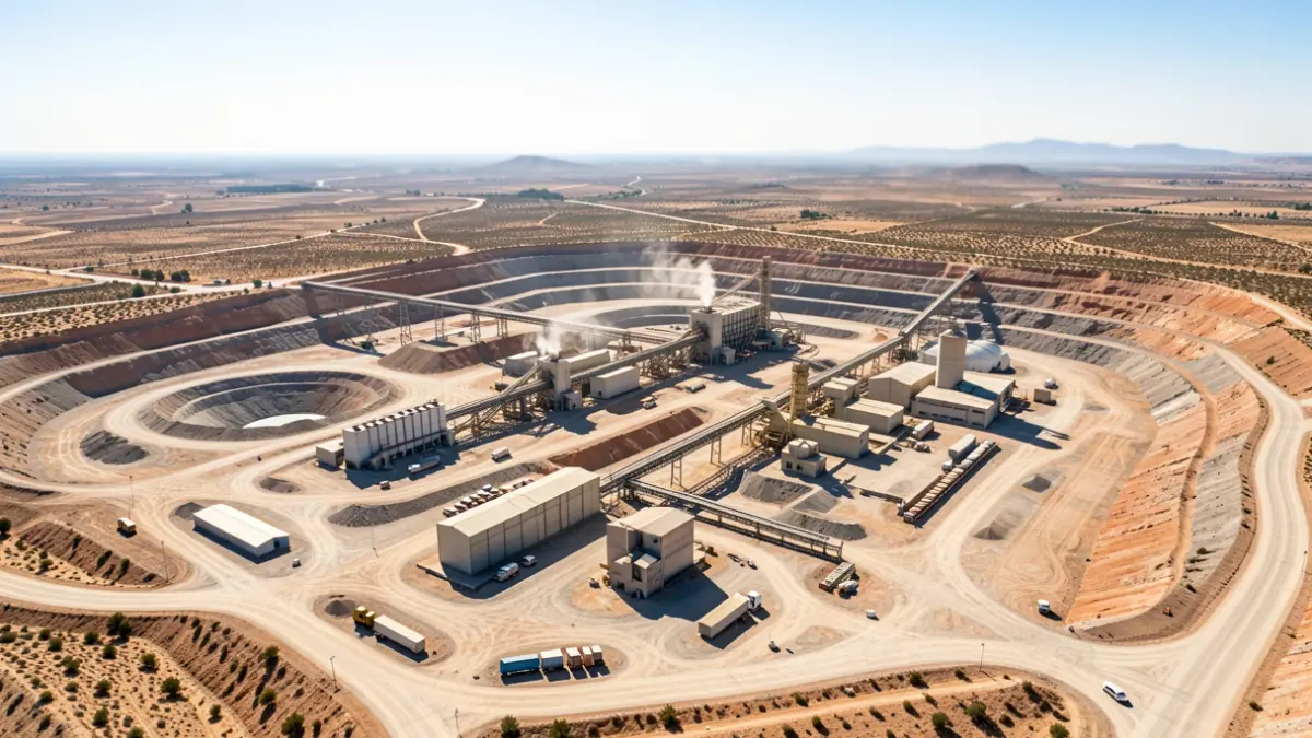 Aerial view of an industrial mining complex in Andalucía.