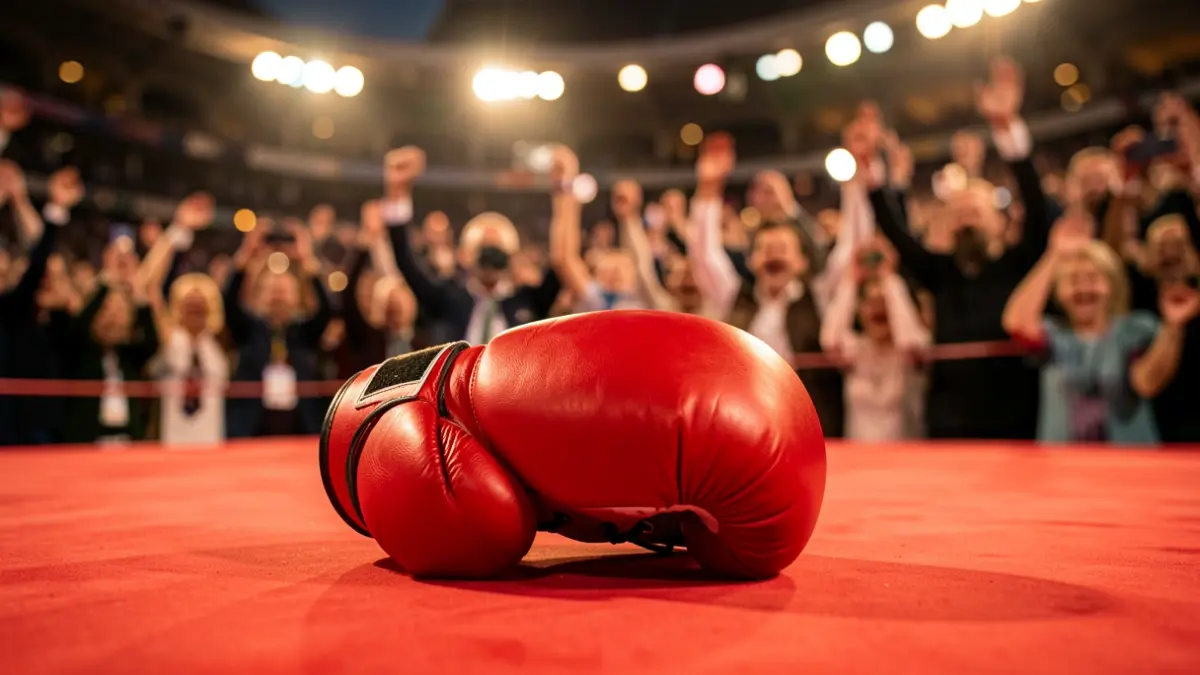 Imagen genérica de un guante de boxeo en el ring.