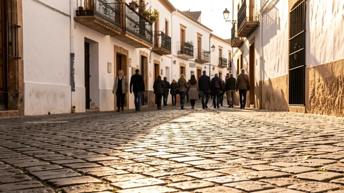 Imagen genérica de pavimento de adoquines en una calle histórica de Andalucía.