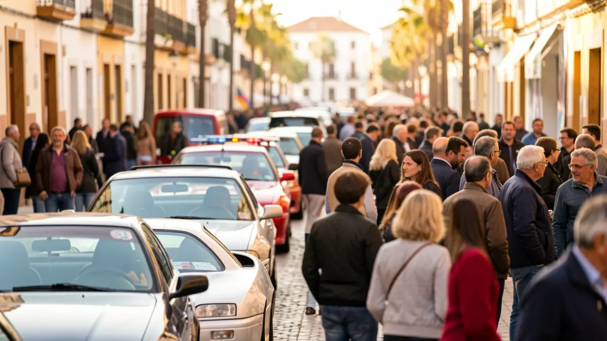 Image of the 'South Fest Motor' vehicle exhibition at Granaita Commercial Park, featuring Japanese cars and attendees.