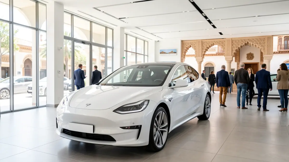 Image of a modern electric vehicle dealership in Andalucía.