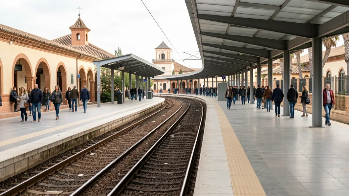 Imagen genérica de una estación de tren vacía con vías.