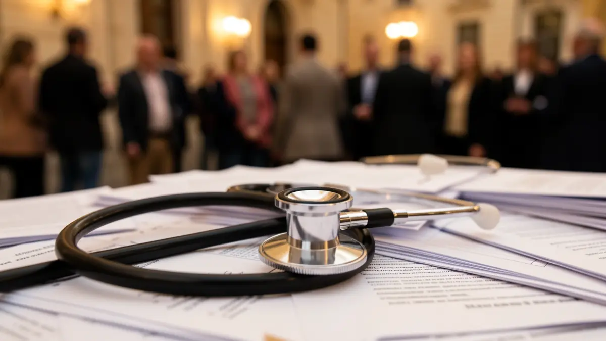 Generic image of a stethoscope on medical documents.