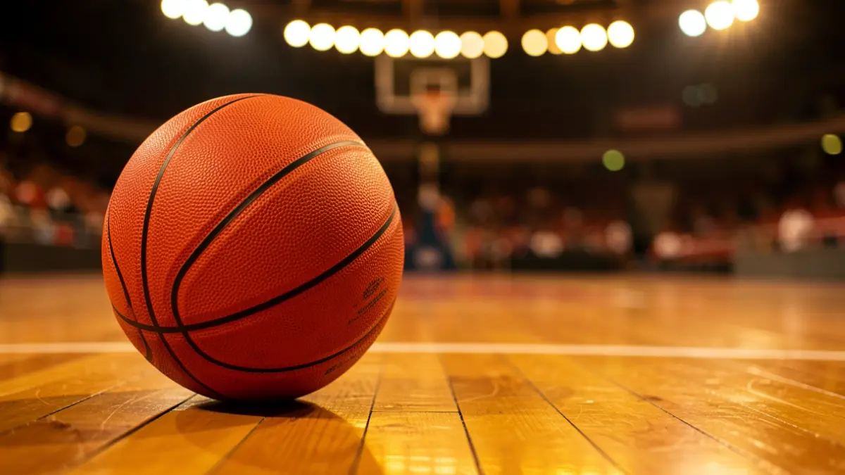 Imagen genérica de un balón de baloncesto sobre una pista de juego.