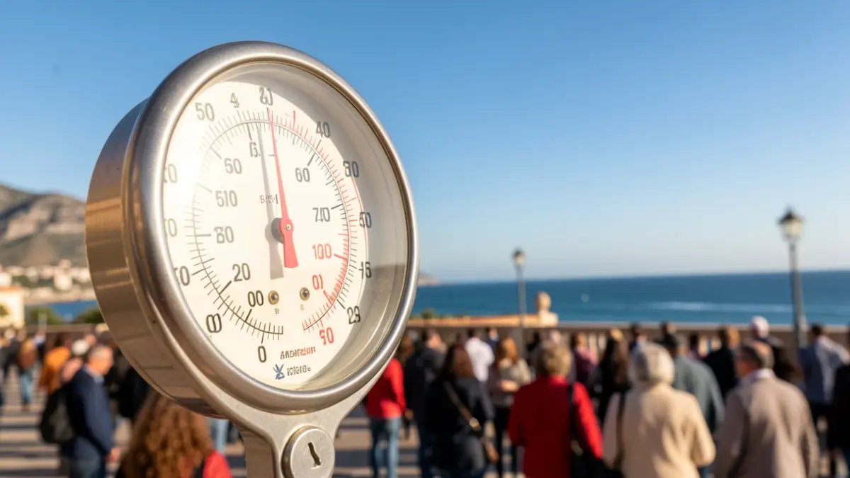 Imagen genérica de un termómetro marcando alta temperatura bajo un cielo azul.