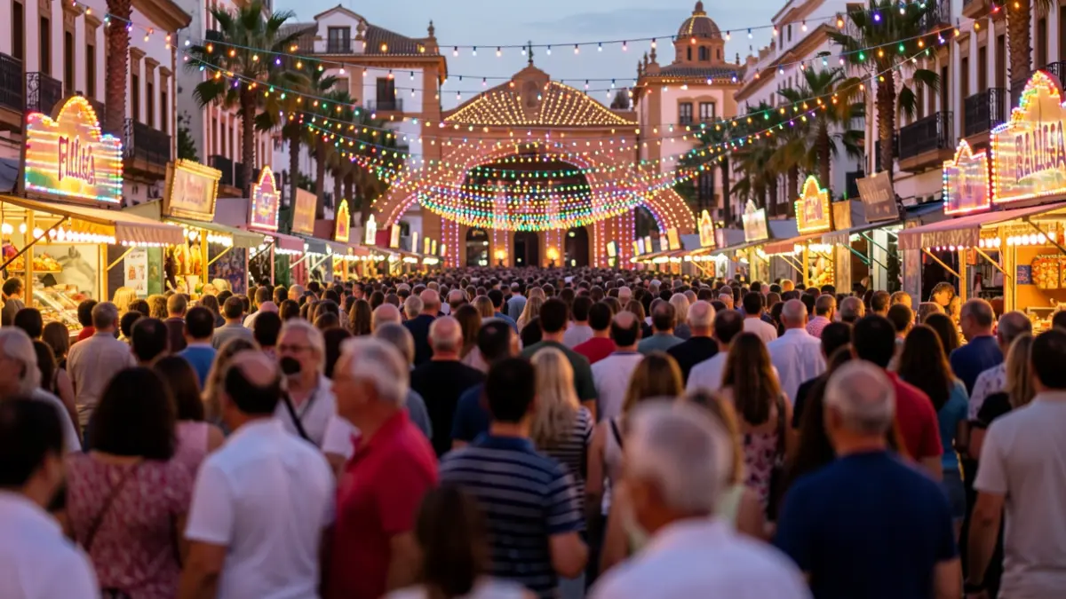 Generic image of the Feria de Málaga with a festive atmosphere and lights.