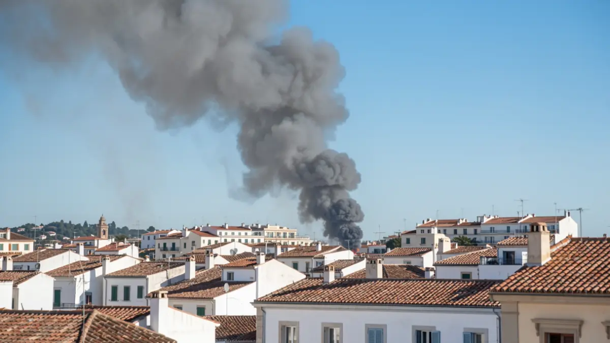 Imagen genérica de humo saliendo de un casco histórico.