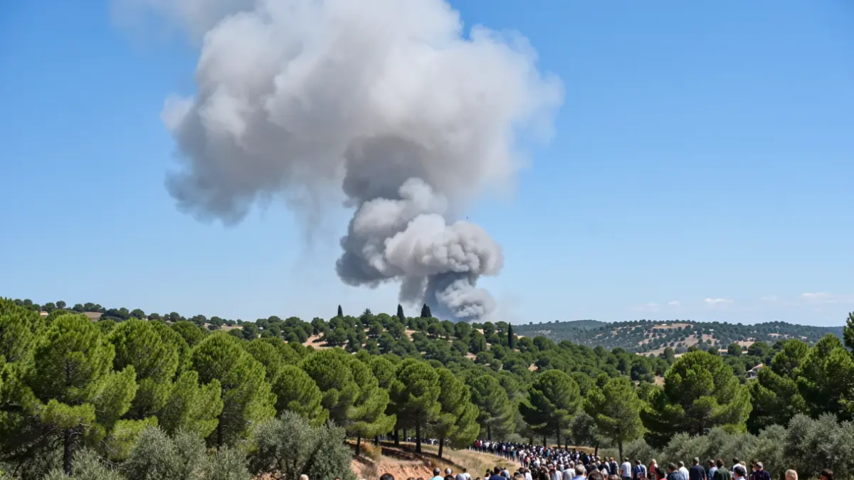 Generic image of a column of smoke rising over a pine hillside in Andalusia.