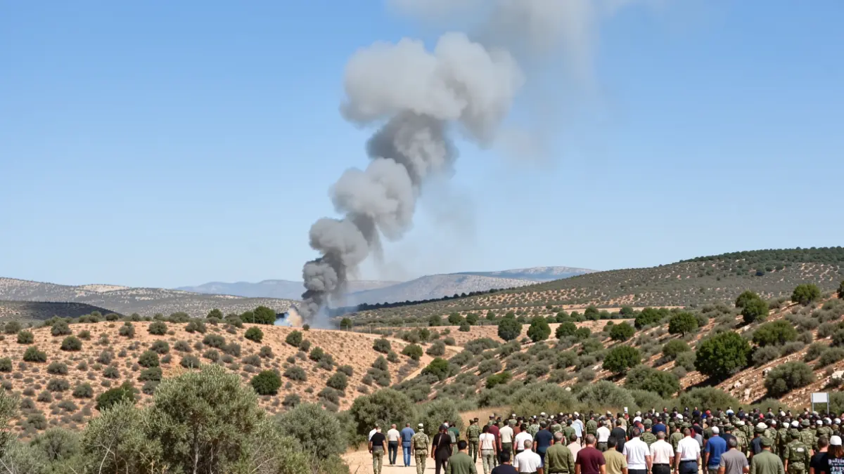 Imagen genérica de una columna de humo de un incendio forestal en una zona de monte bajo.
