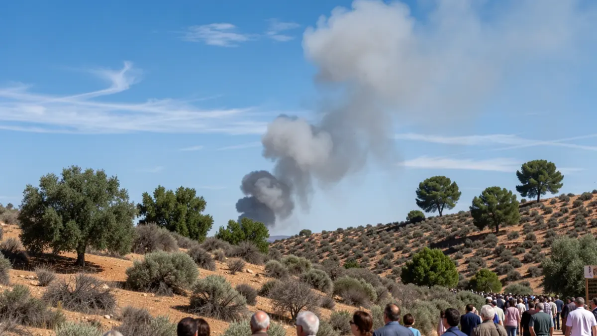 Generic image of a smoke column rising over a hillside in Andalusia.
