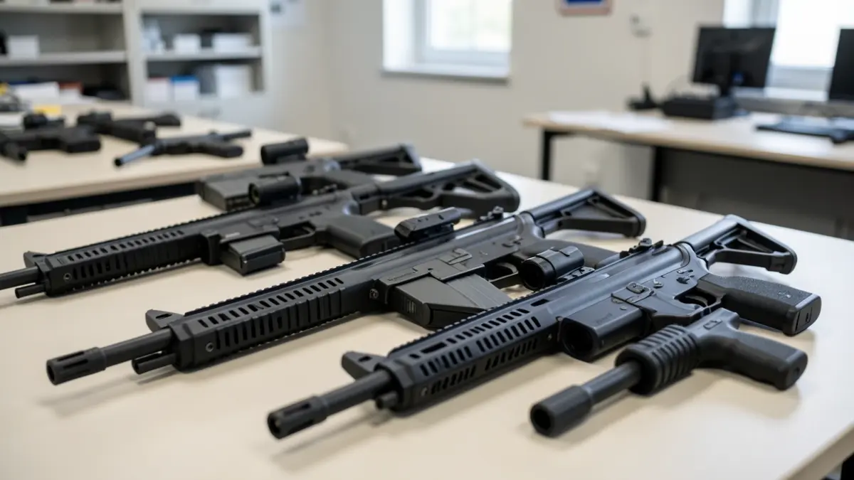 Imagen de varias armas de airsoft intervenidas por la Policía Local de Ronda.