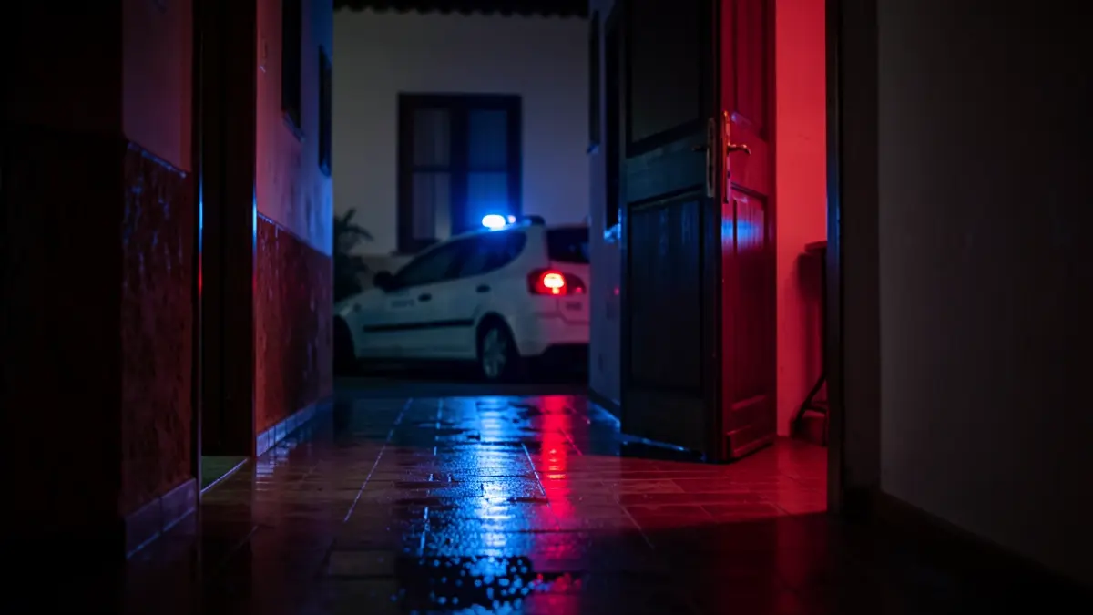 Imagen genérica de una escena del crimen con luces de emergencia.