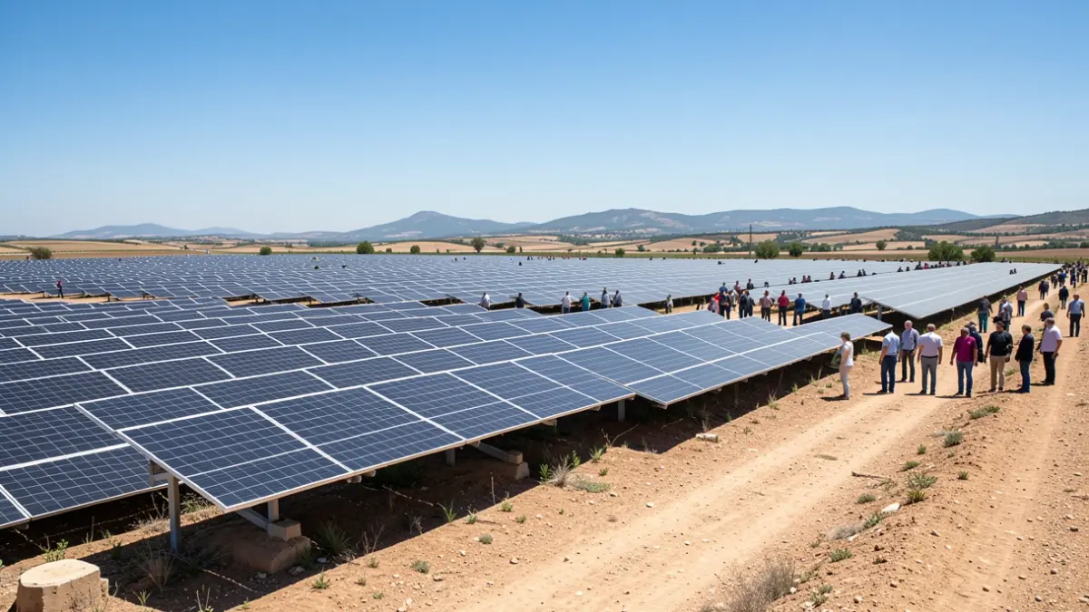 Generic image of a large solar panel array under the sun.