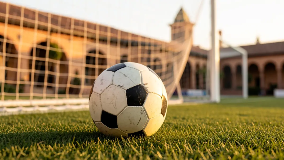 Imagen genérica de un balón de fútbol sobre césped en un estadio.