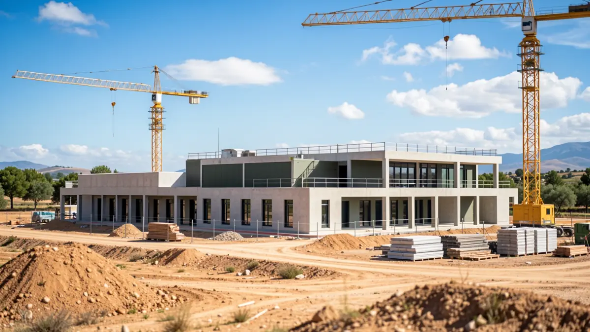 Image of the construction of the new barracks for the Navy's Non-Commissioned Officers School in San Fernando.