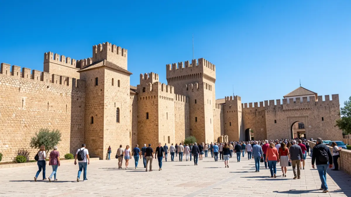 Vista panorámica de la Alcazaba de Almería bajo un cielo despejado.