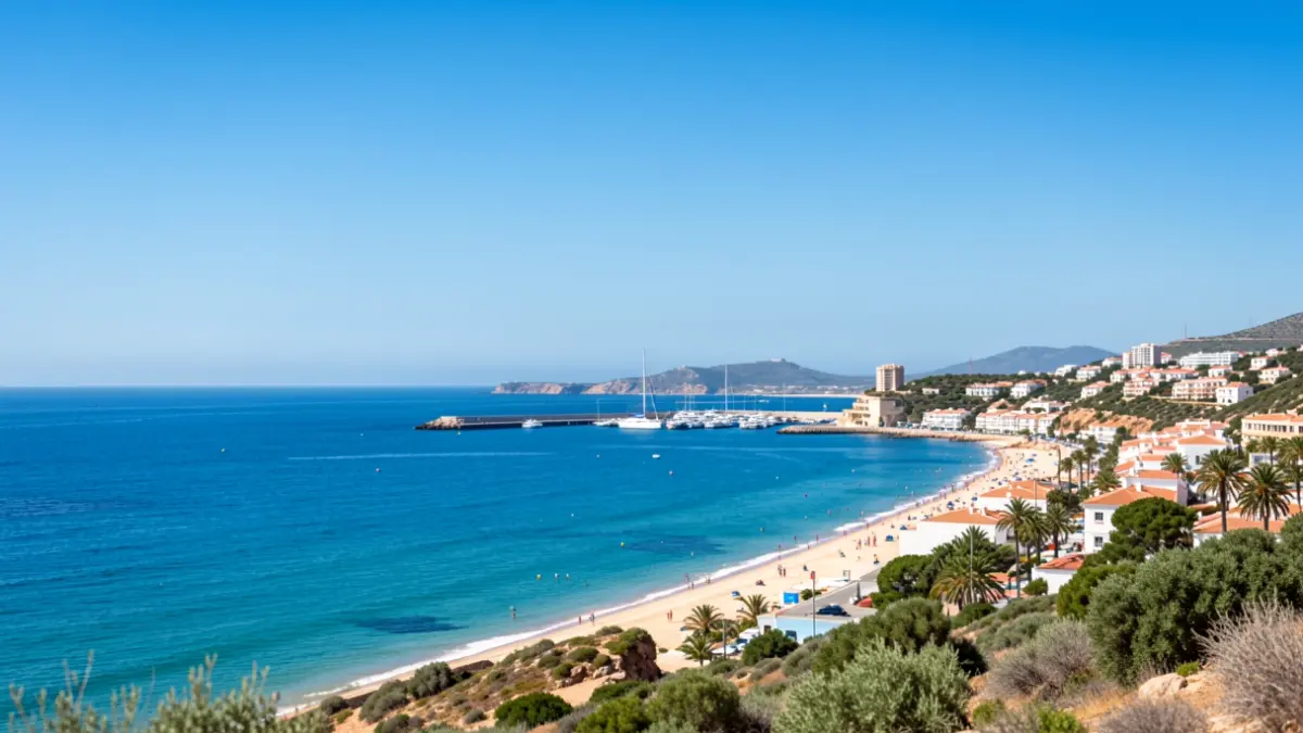 Vista panorámica de la costa de la Costa Tropical, con el puerto de Motril al fondo.