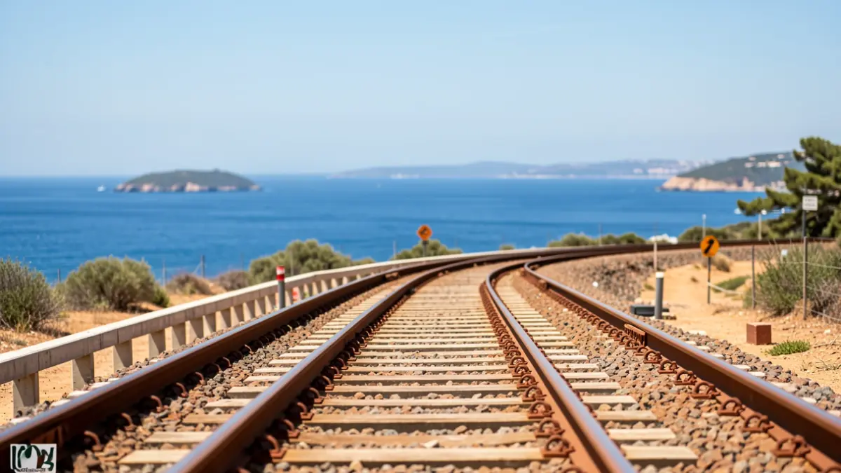 Image of railway tracks under construction towards the Andalusian coast.