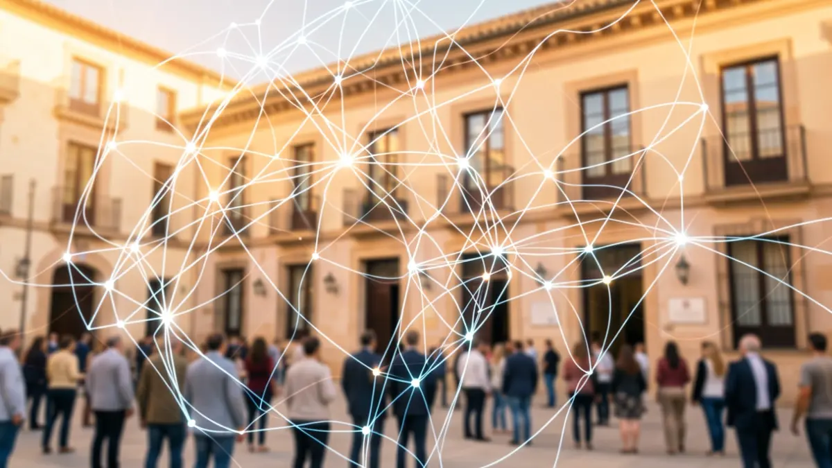 Representación abstracta de inteligencia artificial en la administración pública andaluza.