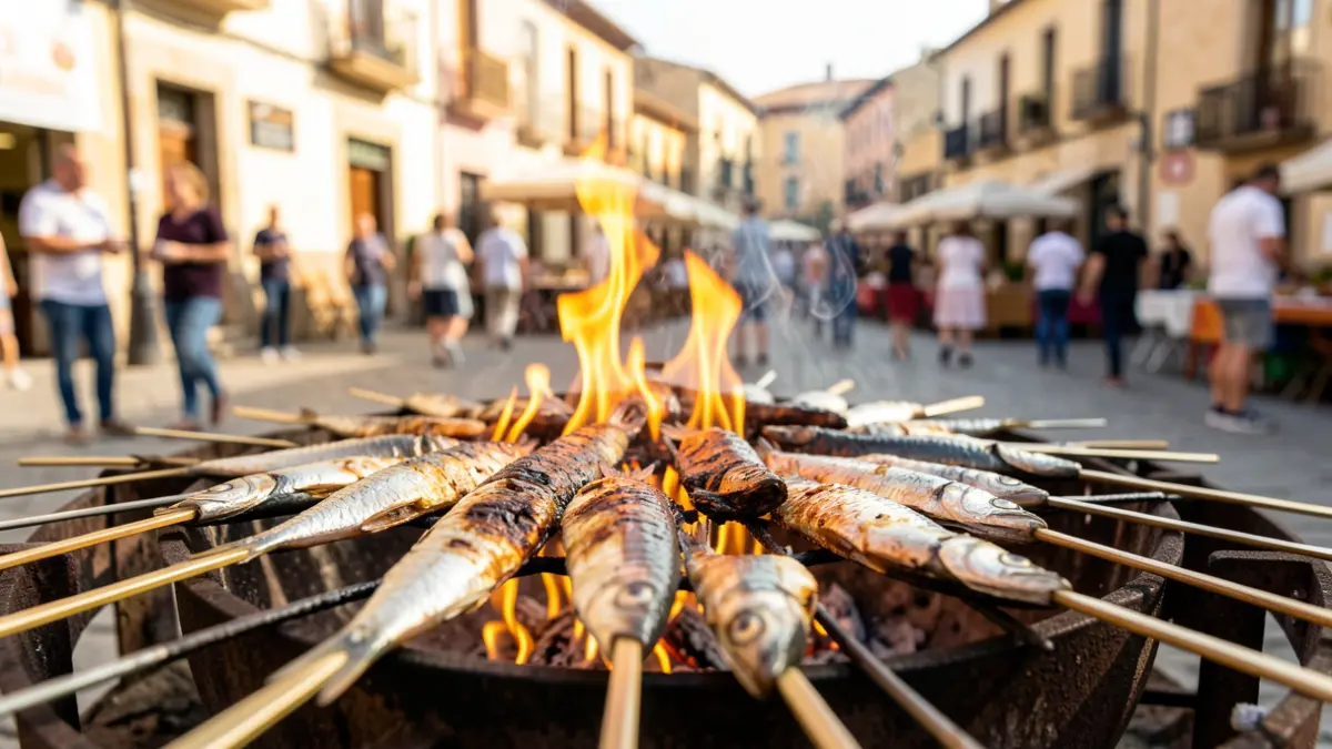 Imagen de sardinas a la brasa durante la Gran Espetada de Jaén.