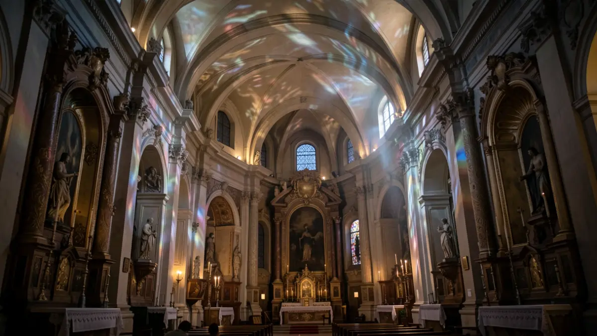 Espectáculo de luces y sonido en la Iglesia del Salvador de Sevilla.