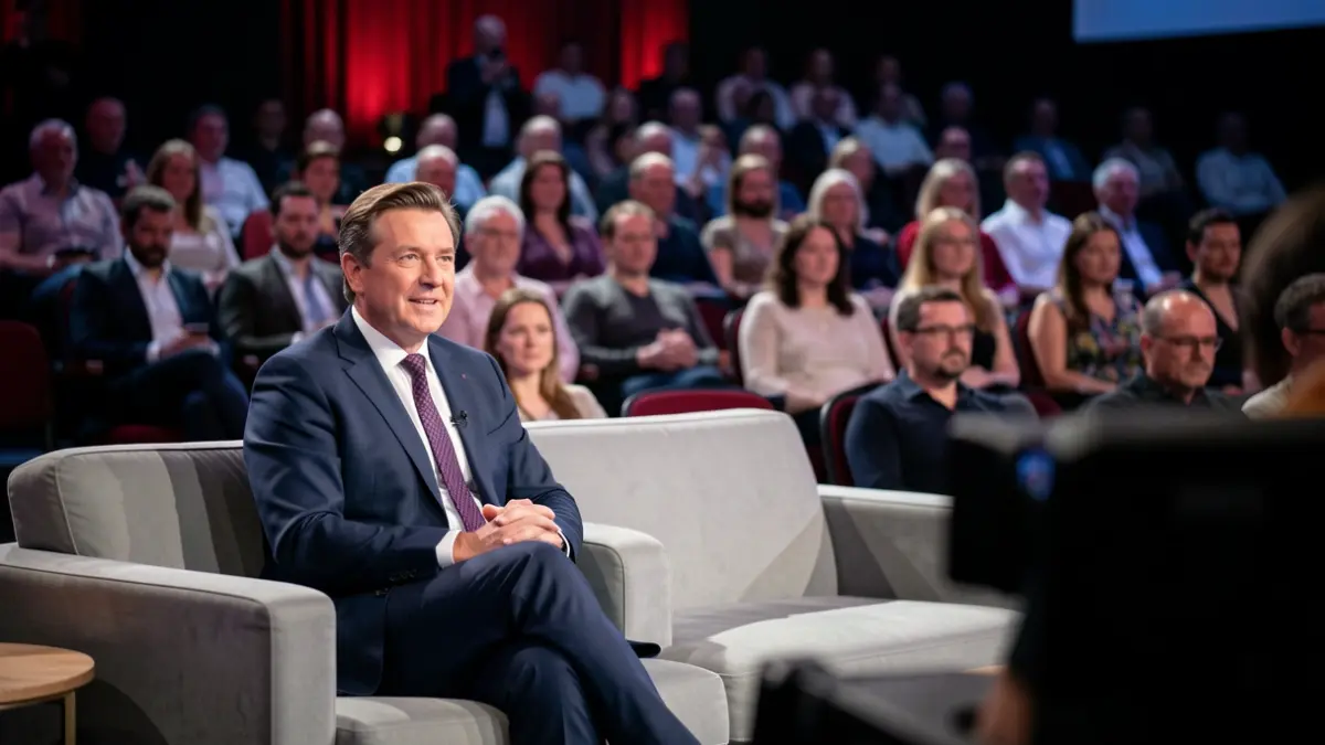 Imagen genérica de un plató de televisión con presentadora y participantes.