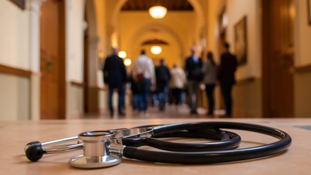 Imagen genérica de un estetoscopio sobre un fondo de hospital andaluz.