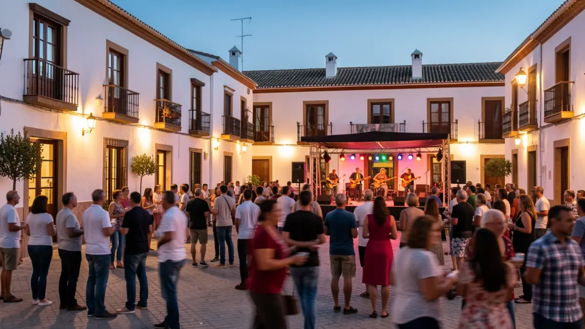 Imagen genérica de una plaza andaluza durante un evento cultural nocturno.
