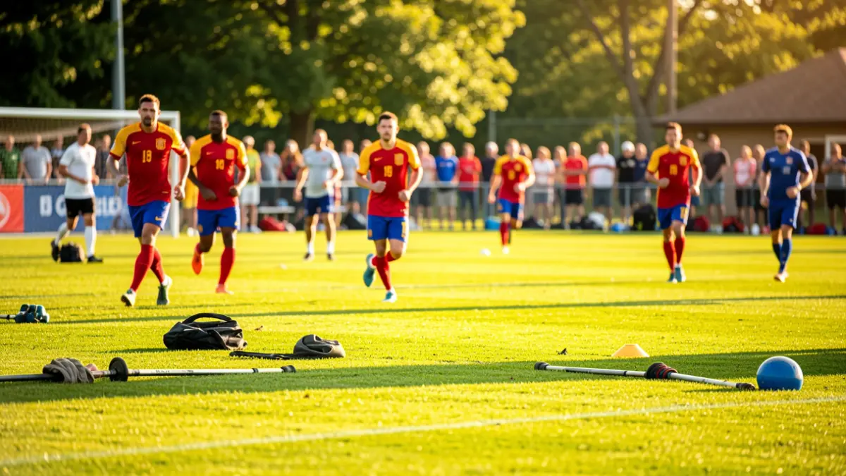 Generic image of Spanish national team players training on a football field.