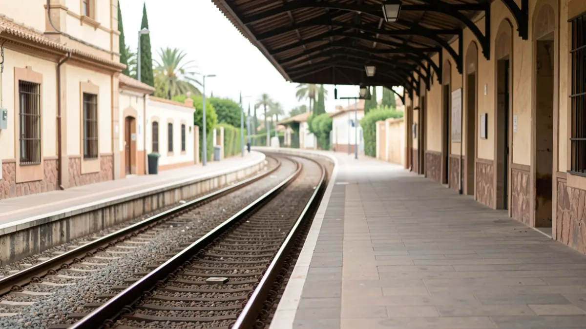 Imagen genérica de una estación de tren vacía con vías.