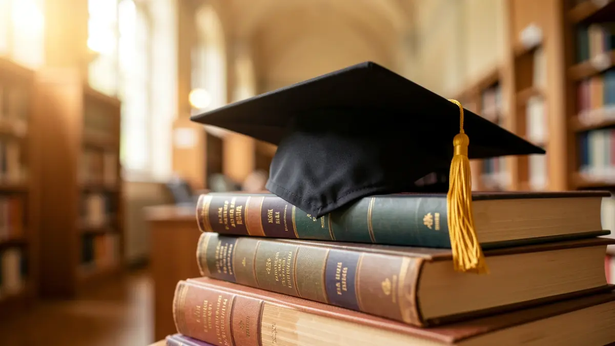 Imagen genérica de una orla de graduación sobre libros académicos.