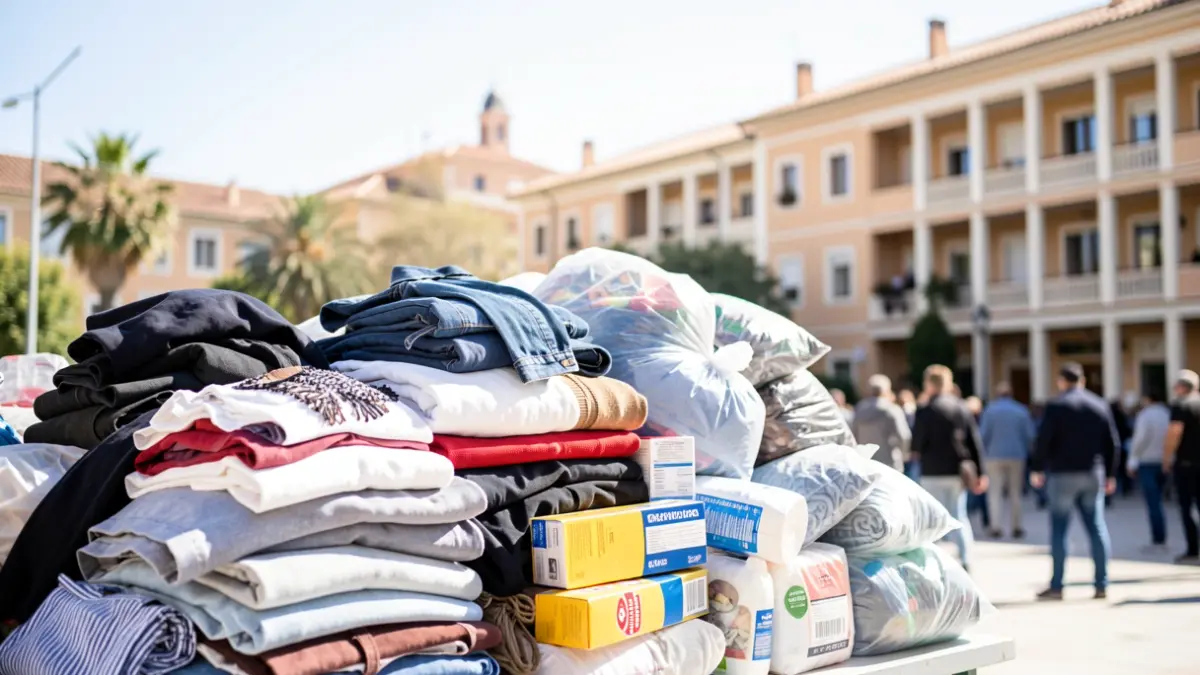 Generic image of donated material for victims.