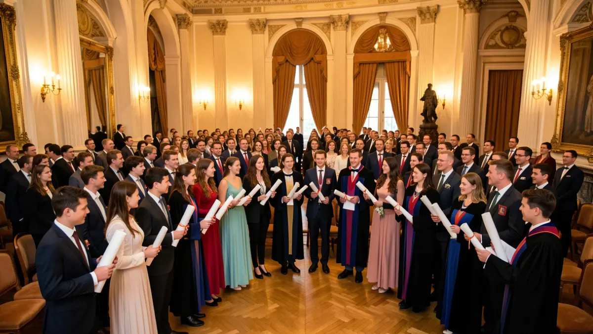 Imagen genérica de un acto académico en la Universidad de Granada con estudiantes recibiendo diplomas.