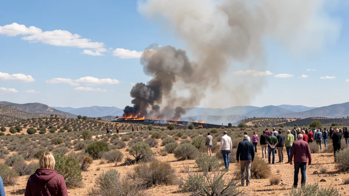 Generic image of firefighters battling a wildfire in Andalusia.